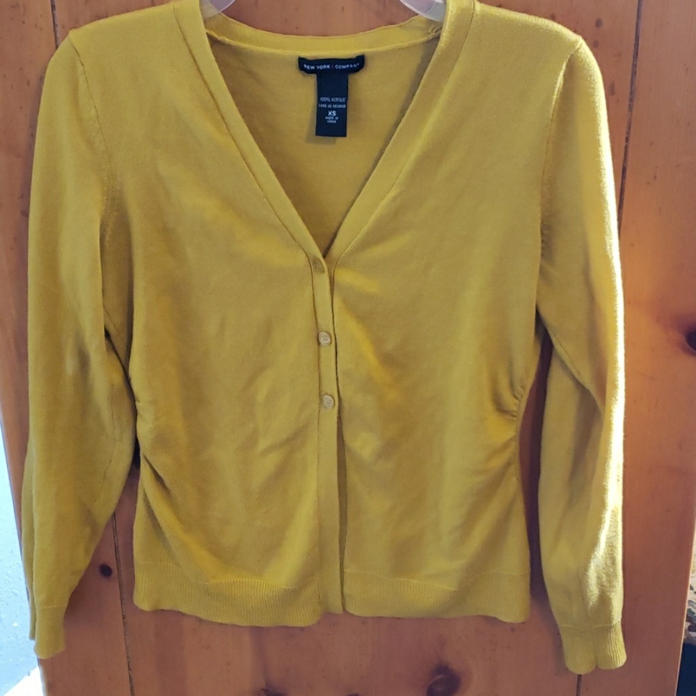 New York & Company yellow cardigan size XSmall